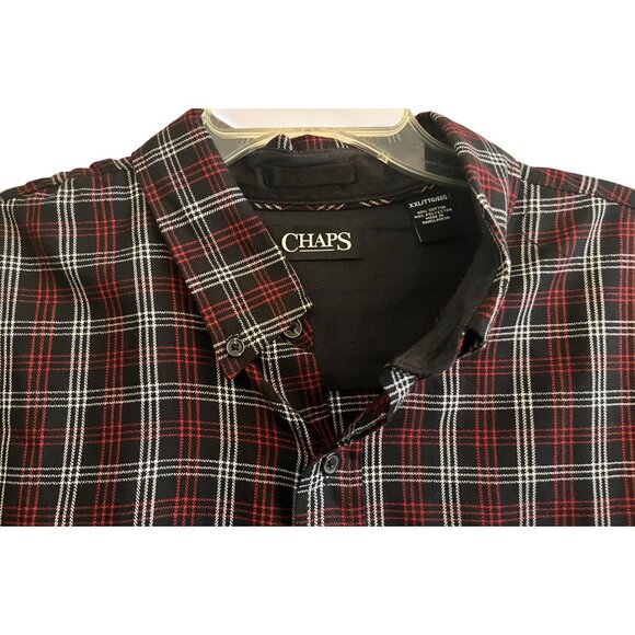 CHAPS Ralph Lauren 2XL TTG Mens Long Sleeve Red Black and White Checkered Shirt - Picture 4 of 9